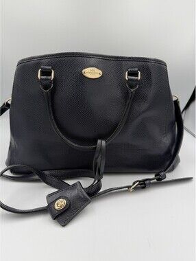 Coach Margot Carryall F34607 Navy Pebbled Leather Satchel Shoulder Bag COA